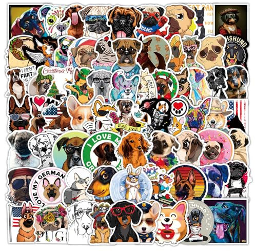 100Pcs Fun Dog Post Set, Cute Puppy Stickers, Vinyl Stickers, Doodle Stickers, Water Bottle Skateboard Laptop Stickers, Adult Gift Boys Girls Gift