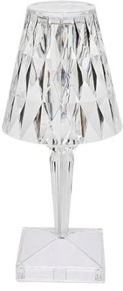 Generico LAMPADA LED TOUCH TAVOLO DIAMANTATA RICARICABILE EFFETTO CRISTALLO TRASPARENTE