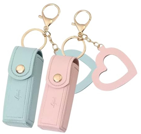 VICASKY 2 Stück-Pack Lippenstift Schlüsselanhänger Tasche Kleiner Lippenbalsamhalter Schlüsselanhänger Für Handtasche Kleingeld Und Schlüsselaufbewahrung