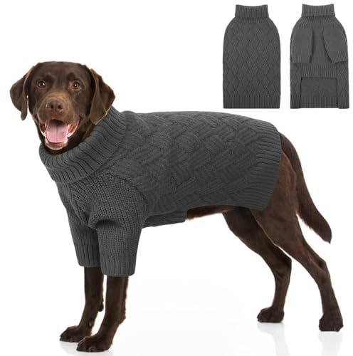AOFITEE Hundepullover für Große Hunde, Warm Rollkragen Hunde Pullover XXL | Rollkragen Hund Pullover mit Geschirr öffnung Weihnachten Hundepulli Sweater für Kleine Mittelgroße Große Hunde
