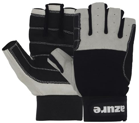 Amara - Guanti da vela con palmo rinforzato, traspiranti, di alta qualità, resistenti, colore nero, ideali per sci, equitazione, corsa, escursionismo, pesca, vela, interni-esterni, taglia XS/XL (L)