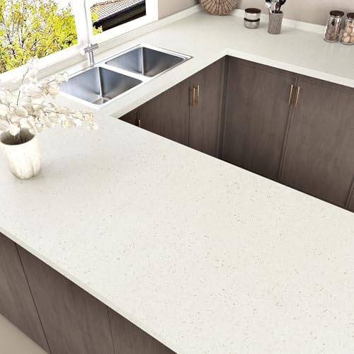 HotDecor Papier Peint Adhesif Mural Marbre Beige Clair Papier Peint Autocollant pour Mural Plan de Travail Cuisine Salle de Bain Film Decoratif Vinyle Adhesif Meuble 40cm x 200cm