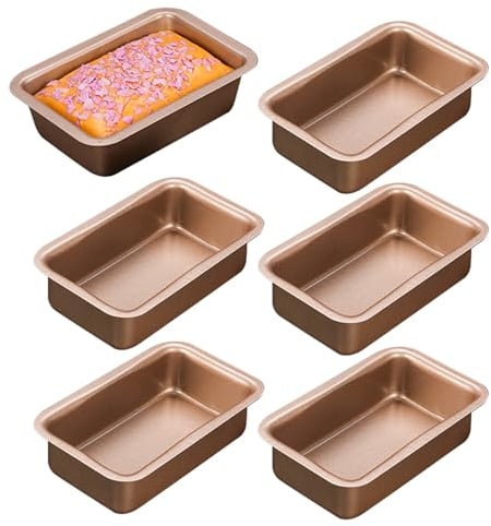 VEGOATY 6 Stück Mini Edelstahl Brotbackform Rechteckig: Klein Kastenform Kuchen, Antihaftbeschichtung Brotformen, Backofen Heißluftfritteusen, für einfaches und vielseitiges Backen, 11.5 * 7 * 3 cm