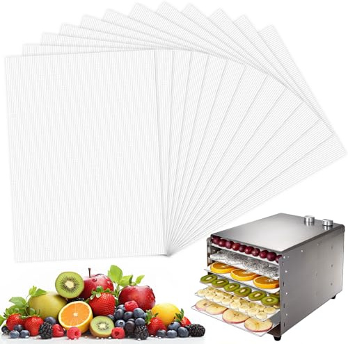 12 Stück Dörrfolie für Dörrautomat, Antihaft Silikon Dehydrator Blätter 37x29cm Wiederverwendbar Dörrfolie aus Silikon, Dehydrator Blätter für Rechteckige/Runden Dörrautomat Obsttrockner
