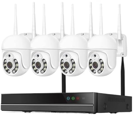 16CH NVR IP-Kamera-Sicherheitssystem-Kit Nachtsicht Automatisches Tracking 2-Wege-Audio 5MP PTZ WiFi CCTV-Überwachungssystem Bewegungserkennung(None,16CH NVR 3MP 4 Cas)