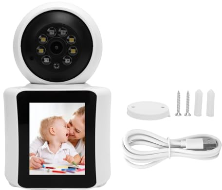 BuyWeek Überwachungskamera Innen, 1080P Zweiwege Video und Sprach Gegensprechanlage Überwachung Kamera 120° Blickwinkel 2,8 Zoll Bildschirm Haustierkamera mit Bewegungserkennungsalarm