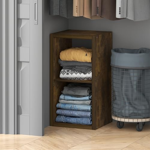 Furinno Cubic Kleiderschrank-Organizer und Aufbewahrungssystem, 2-Würfel Organizer, offene Regale für den Kleiderschrank, extra Dicker Rahmen, Bernstein-Kiefer