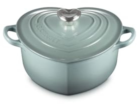 Le Creuset Enamelled Cast Iron Heart Casserole With Heart Shaped Knob, 20 cm, Sea Salt