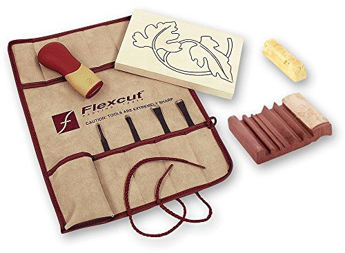 Flexcut Palm Tool SK Travel Set (4 Blade) & SlipStrop - Package Deal