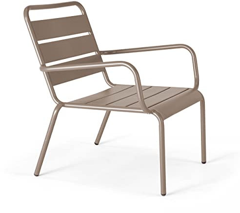 Oviala Palavas – Gartensessel niedrig Relax Stahl Taupe
