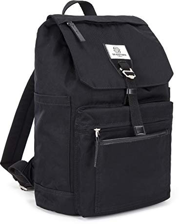 SEVENTEEN LONDON – 16L Laptop-Rucksack für Damen 15 Zoll Mädchen Jungen Schulrucksack Wasserabweisendes Nylon Gefalteten Kordelzug Rucksack in schwarz für Universität/Reisen/Herren – 'Fulham'