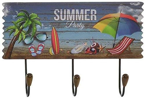 AVENUELAFAYETTE Porte Manteau mural bois Plage - Eté - Mer - vintage rétro - 25 cm (Transat et lunettes)