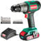 Cordless Drill 20V Max, HYCHIKA Brushless Drill Max Torque 530 In-lbs, 2.0 AH Battery 1H Fast Charger, 21+3 Torque Setting 1/2 Automatic Chuck, 20pcs Drill Bit Set for Home Improvement & DIY Project