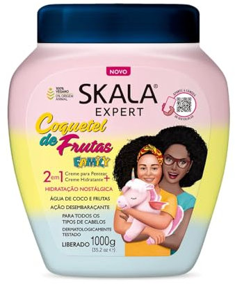 SKALA - Vegane Frucht Haarmaske 1000 ml | Intensiver Glanz und Geschmeidigkeit | 3-in-1: Maske, Spülung, Stylingcreme | 100% Vegan und Tierfreundlich, Weiß, 1 l Pack