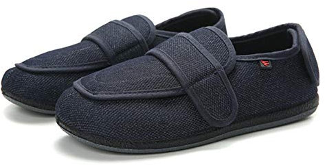 Nwarmsouth Chaussure de santé Unisexe pour Adultes,Chaussures Homme pour Personnes âgées aux Pieds enflés, Ajustement d'ouverture Chaussures diabétiques-45_Bleu,Chaussons pour œdème des Pieds enflés