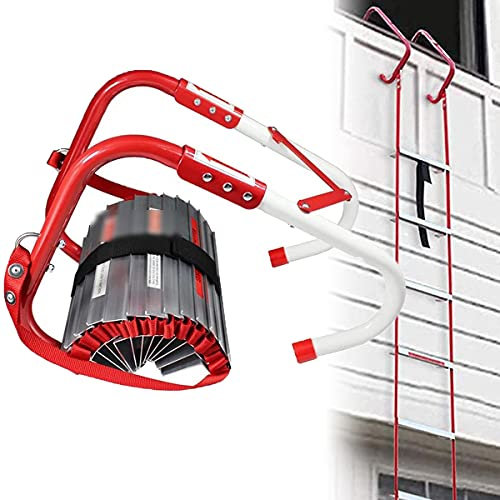 CHEIRS Metal Escape Ladder Ladder Retractable Fire Escape Ladder with Anti-Skid Rungs Portable Emergency Escape Ladder, Easy to Deploy & Store,4M(157.48Zoll)