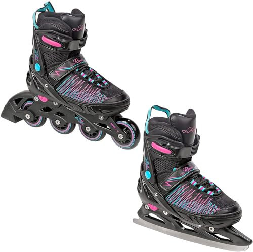 RAVEN 2in1 Pattini da ghiaccio Pattini in linea Inline Skates per bambini, adulti, ragazze e donne regolabili (Allure, 31-35 (20,5cm-23cm))