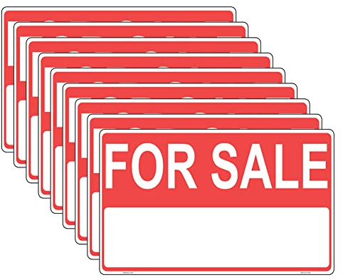 Haobase 10 Pcs For Sale Sign Sticker - Self Adhesive Viny (25cm x 15cm)