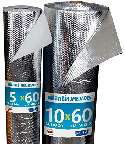 Aislante Térmico Reflexivo de Aluminio (5 x 0,6 m) - Aislamiento de cajas de persianas, radiadores, paredes, techos, caravanas, campers, garajes - Antihumedades