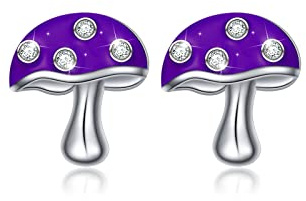 S925 Sterling Silber Pilz Ohrstecker Schmuck Geschenk für Frauen Teenager, Sterling Silber, Zirkonia
