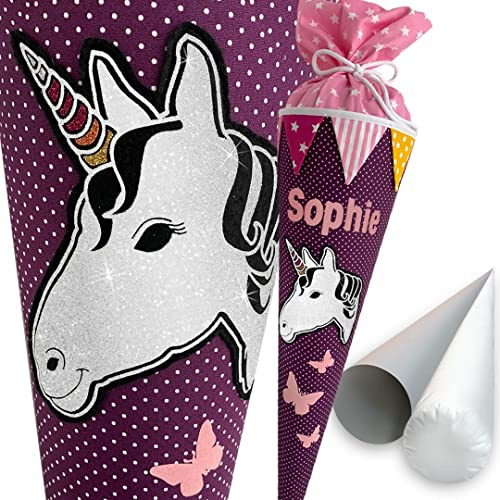 windeltou EINHORN-Schultüte | 85 cm | grosse Schultüte | Stoff, Einschulung, Schulanfang, Zuckertüte