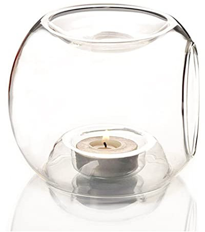 realideas Klarglas Teelichthalter, Duftlampe für ätherische Öle, Aromatherapie, Wachs, Kerze, Tarte, Brenner, Diffusor, Aroma, Kerzenwärmer, Dekoration