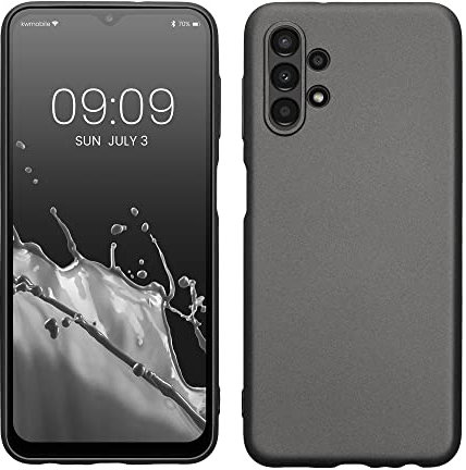 kwmobile Case kompatibel mit Samsung Galaxy A13 4G Hülle - Schutzhülle aus Silikon metallisch schimmernd - Handyhülle Metallic Grau