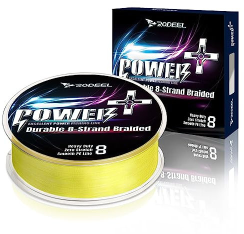 Rodeel Lenza da pesca intrecciata estrema da 300 m (0,16 mm-0,40 mm), 8 fili in polietilene (5,4 kg-27,2 kg)