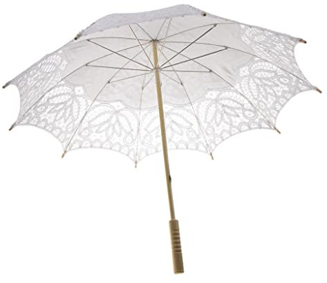 misppro 96 cm Spitze bestickter Sonnenschirm Hochzeit Braut Brautjungfer Regenschirm Requisite – Weiß, 96 cm