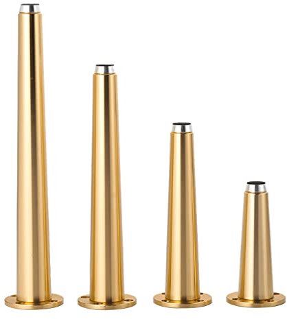 LOMDEM 4Pcs Metal Furniture Legs, Straight Tapered TV Cabinet Legs, Table Leg Extenders Coffee Table Mid-Century Modern Style Furniture Feet Without Screws,Gold-25cm