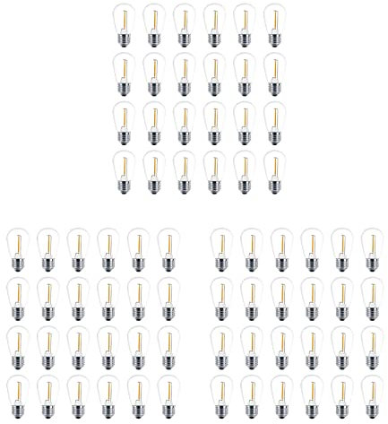 Censous Paquete de 72 bombillas LED S14 de 3 V, inastillables, para exteriores, color cálido
