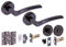 HANDLEZONE® Neemo Door Handles on Rose Bathroom Deadbolt Pack with Ball Bearing Hinges - Black Nickel
