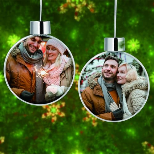 Personalisierte Fotoanhänger, Individualisierter Weihnachtsschmuck für den Baum, Familienmitglieder and Freunde, Transparente Weihnachtsbaumkugeln aus mit Ihrem eigenen Bild