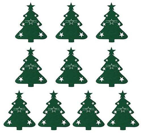 10Pcs/pack Festive Christmas Cutlery Holders Holiday Tableware Pockets Tree Shaped Display Stand For Party Decorations Christmas Dinner Flatware Holder