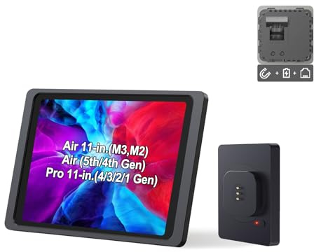 EMONITA Magnetic Wall Mount with Charging Case A9 for iPad Air 11-Inch (M2), iPad Pro 11-Inch, iPad Air 10.9-Inch. PoE and DC up to 18W Quick Charge, Strong Magnets, 360 Rotation