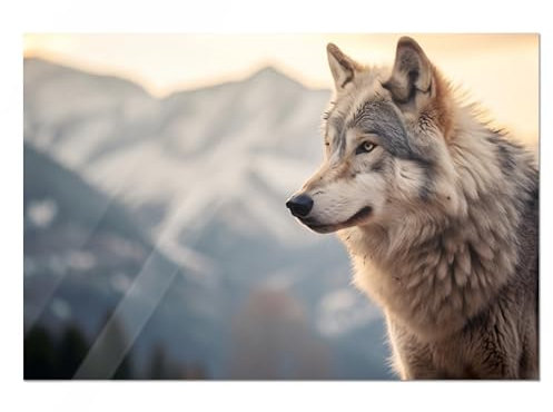 GRAZDesign Glasbild Wolf Tier in der Natur Glasbilder Wandbild aus Glas für Wohnzimmer, Küche, Flur oder Büro - 60x40cm