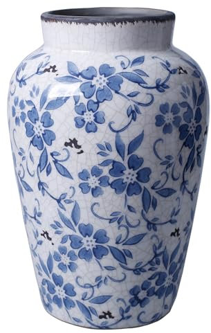 XMZXKJ Vintage-Vase aus Porzellan, Blumenvase, Keramik, für Zuhause, Weihnachtsdekoration, rustikal, Blau und Weiß