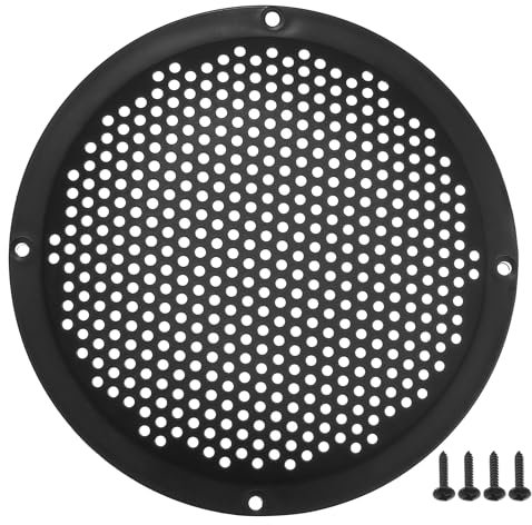 X AUTOHAUX 6 Car Speaker Grills Cover Mesh Round with Screws Black - 1 Pcs