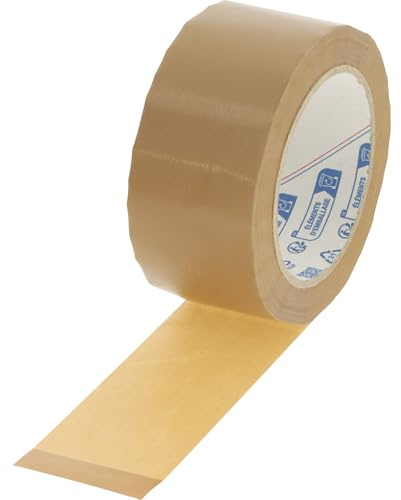 ratioform flow | PVC-Packband kräfteschonend | geprägte Folie | VE 6 Rollen | braun | Bandbreite 50 mm