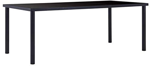 Rantry Schwarzer Esstisch 200 x 100 x 75 cm aus gehärtetem Glas, Gartentisch, Terrassentisch, Esstisch, Gartentische, Outdoor-Möbeldekoration