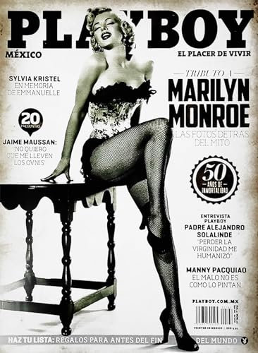 KUSTOM ART Dekoratives Wandposter Serie Hollywood Schauspieler Marilyn Monroe Cover Magazine Playboy Mexico Kunstdruck auf beschichtetem Papier 40 x 30 cm ohne Rahmen
