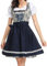 Zeagoo Dirndl Damen Midi Trachtenkleid Elegant Oktoberfest Kleider Trachtenmode Kleid 2Tlg. Deutschland Festlich Bierfest mit Schürze Blümchen Blau XXL