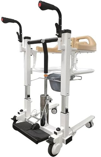 ELZEM Patientenlift, Patientenbett, Toilettenstuhl Mit 180° Geteilter Sitzfläche, Multifunktions-Patientendusche, Höhenverstellbar, Behindertengerechter Duschstuhl A