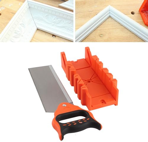 12-Zoll-Gehrungslade mit Mehrfachwinkelklemmung und 14-Zoll-Rückensäge, Zum Schneiden Verschiedener Materialien Im 90°-, 45°- und 22,5°-Winkel, Inklusive Rücksäge und Gehrungslade