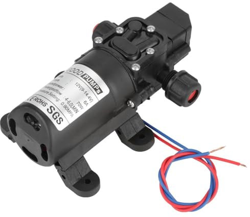 Candeon DC 12V Wasserpumpe Selbstansaugend, 70W 0.9Mpa 6L/Min Membranpumpe Hochdruck Wasserpumpe Mit Druckschalter, Hochdruck Selbstansaugende Membran Pumpe Für RV, Auto, Boot, Marine