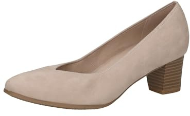 CAPRICE Damen Pumps aus Leder mit Blockabsatz, Beige (Sand Suede), 38 EU