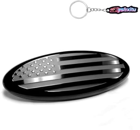 Ysbxitu 1PCS Auto Emblem Frontgrill Heckklappe Emblem Aufkleber Passt für Ford Mondeo/Fox/Sharp World/ F150 F250 F350 99 00 01 02 03 04 US-Flagge Car Kühlergrill-Emblem Zubehör 4.5inch-Schwarz