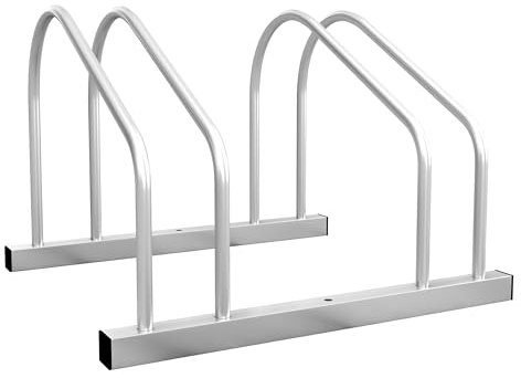 SPORTNOW Rastrelliera per 2 Biciclette in Acciaio, Portabici con Posizione Regolabile, 50x34x27.5 cm, Argento