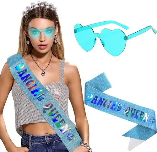LaVenty Silber blaue tanzende Königin Schultergurt Party Dekoration Erwachsene Kostüm Zubehör
