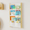 Bücherregal Kinder Wand Holz, mit 4 Lagige Taschen Wandregal Bücher Kinder, Montessori Bücherregal für Spielzeug, Kinderzimmer, Baby Zimmer, Spielzimmer, Kinderregal Bücher Aufbewahrung, 80*42CM, Weiß
